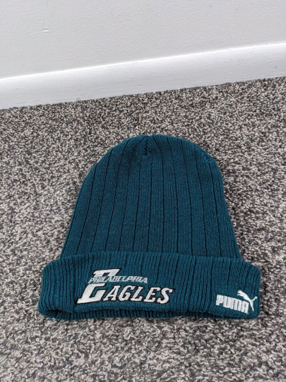 Vintage 90s Philadelphia Eagles Beanie Hat Cap Puma Authentic Pro Line OSFA